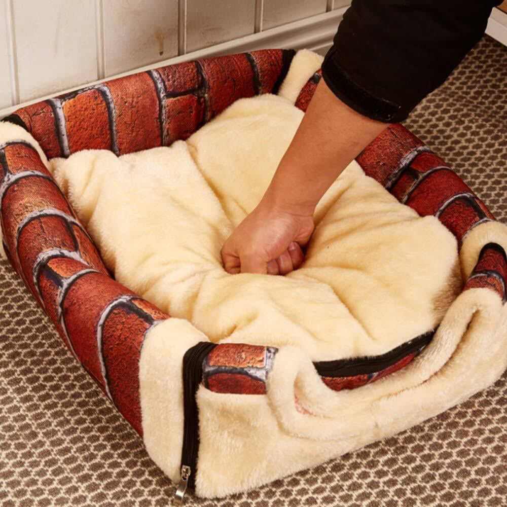 Pet Dog House Kennel Soft Bed Cave Cat Puppy Warm Cushion Red