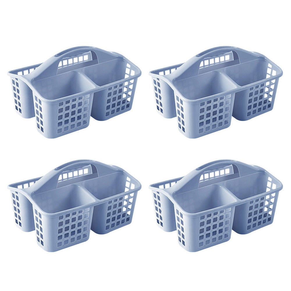 4 PCS Shower Caddy 3 Compartments Plastic Organizer Basket-Blue
