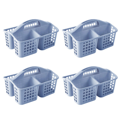 4 PCS Shower Caddy 3 Compartments Plastic Organizer Basket-Blue