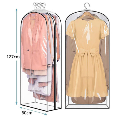 3Pcs Set Transparent Garment Bags Dustproof Hanging Suit Bags for Closet Storage