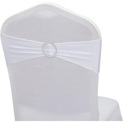 Elastic Chair Sashes Bows with Buckle Spandex Chair Bands - White