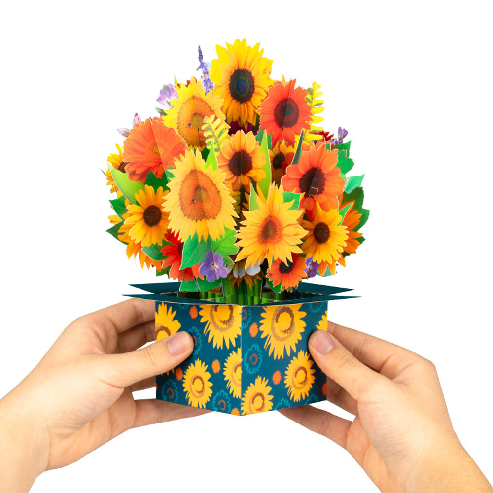 3D Popup Greeting Card Flower Paper Pop Up Cards Flower Bouquet for Mom Wife Style 1