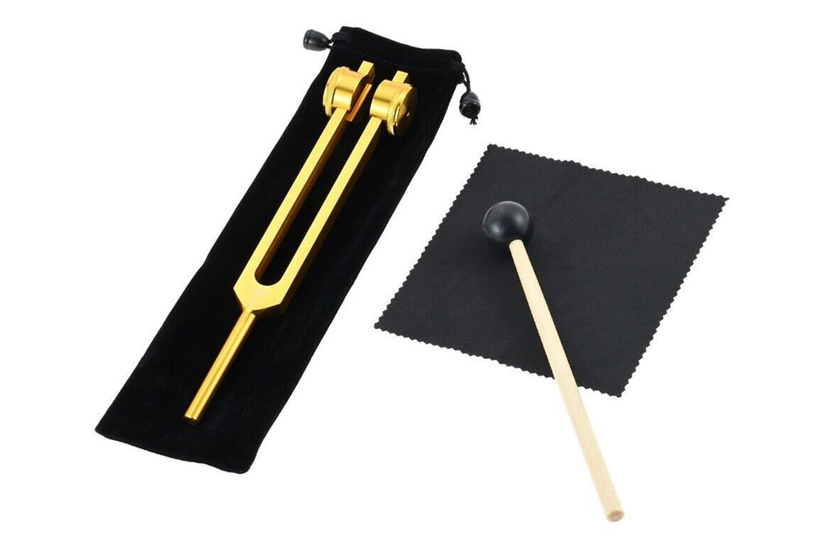 128Hz Tuning Forks Set with Reflex Hammer - Gold