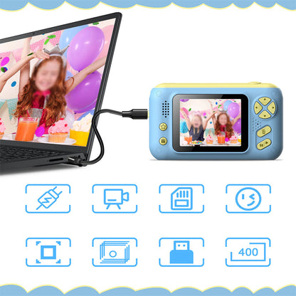 180 Degree Flip Lens Digital Camera Camera Toys - Blue