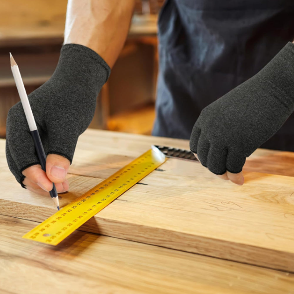 Pair of Open-Fingertip Arthritis Compression Gloves Hand Wrist Brace