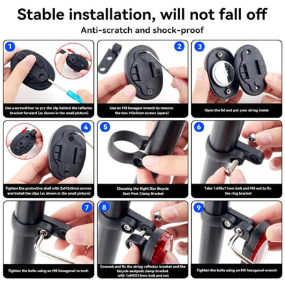 For Airtag Bike Reflector Taillight Anti-Theft Hidden Bike Mount