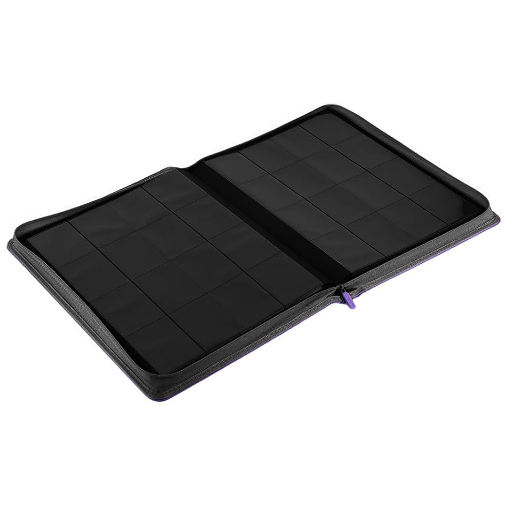 16 Pocket Card Binder 1024 Capacity PVC Free Hard Shell Waterproof Zipper-Purple