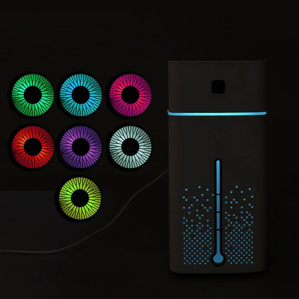 1L Ultrasonic Air Humidifier Cool Mist with 7 Color LED Light for Bedroom Office Desktop Home-Black