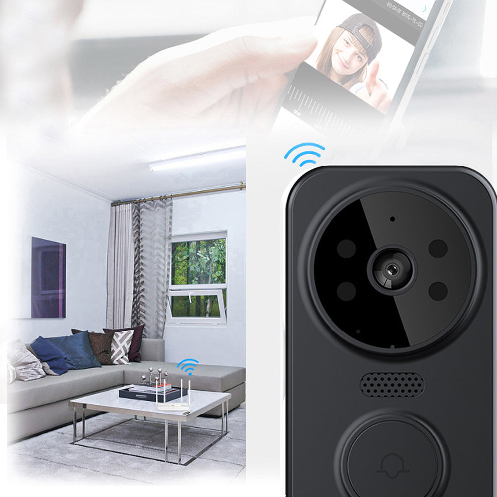 Smart WiFi Video Doorbell Wireless Security Doorbell with HD Night Vision Black