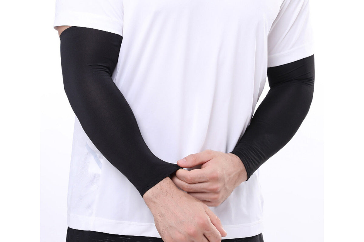 3 Pair 40cm Straight Nylon Spandex Cooling Arm Sleeves - Black
