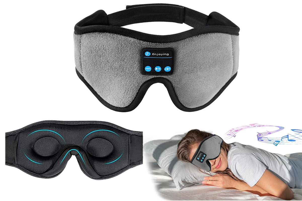 Bluetooth Sleep Headphones Wireless 3D Sleep Mask Bluetooth 5.0 Music Eye Mask with Ultra-Thin Stereo Speaker-Grey