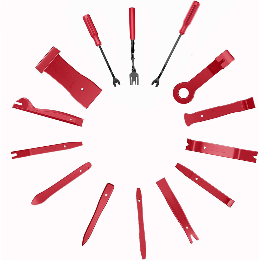 238Pcs Car Trim Removal Tool Kit Universal Clip Set with Fastener Removers for Auto Marine Home Repairs Red