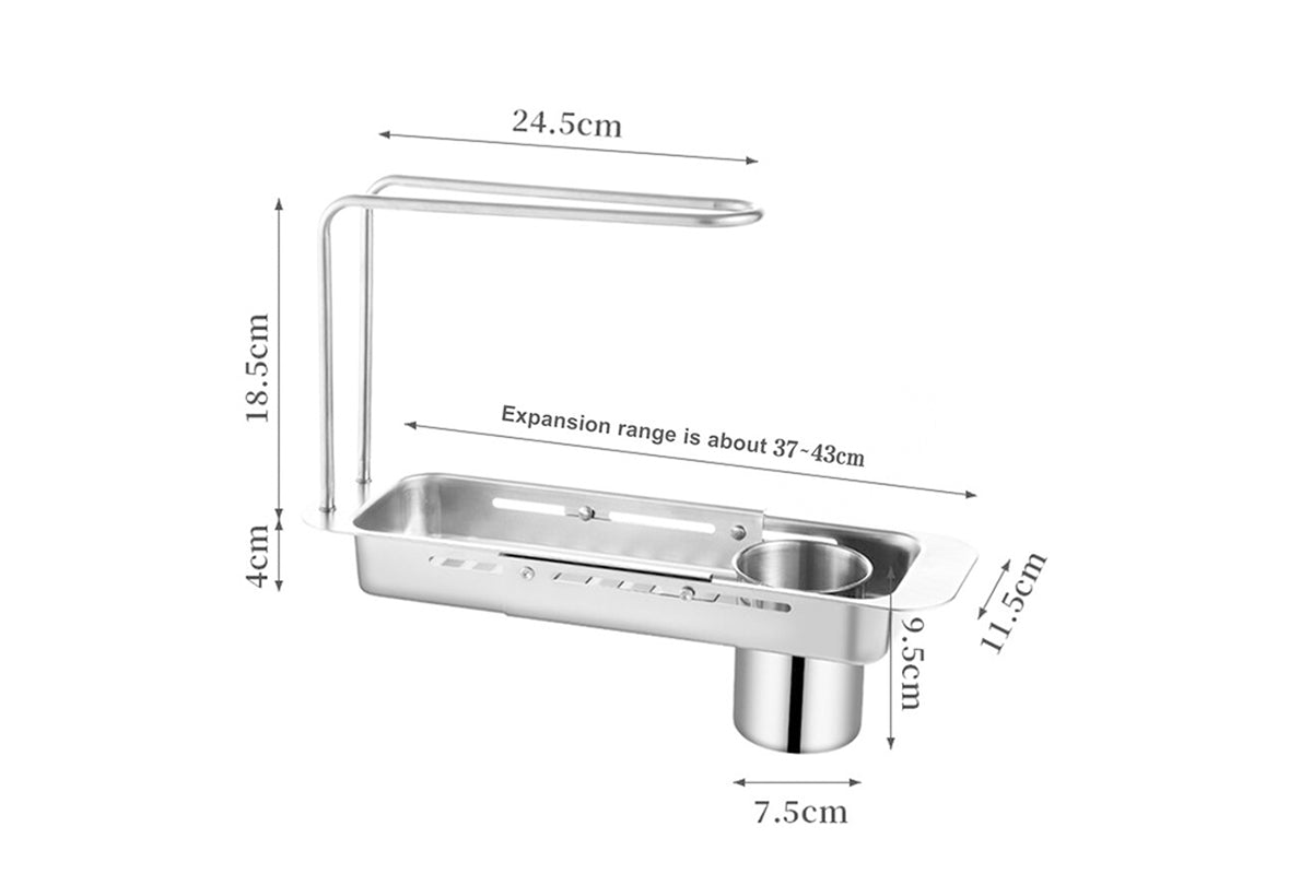 Stainless Steel Storage Rack Holder Expandable Sink Caddy Organizer