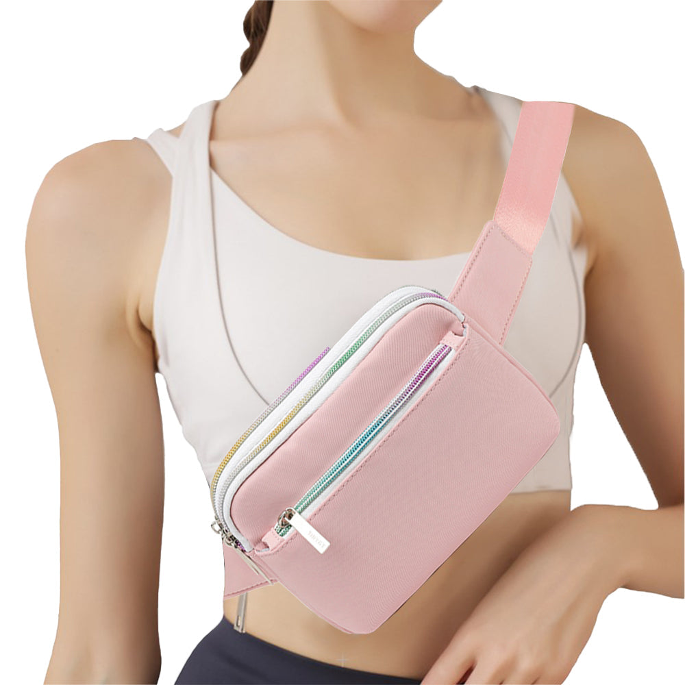 Chest Waist Packs Fanny Pack Waist Belt Bag for Women and Men Pink
