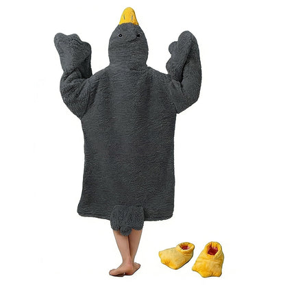 Oversized Cartoon Goose Hoodied Blanket Fleece Onesie - Style2