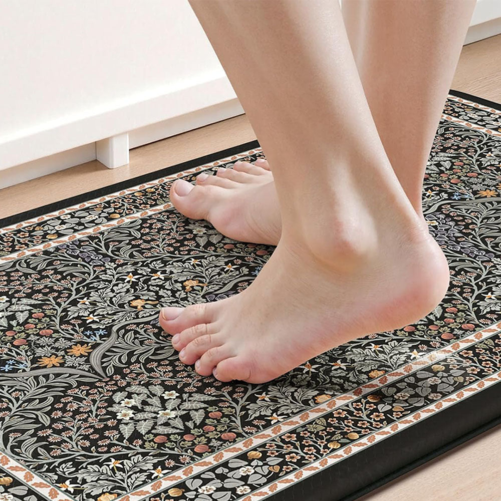 2 Piece Diatomite Kitchen Floor Mat Set - Black