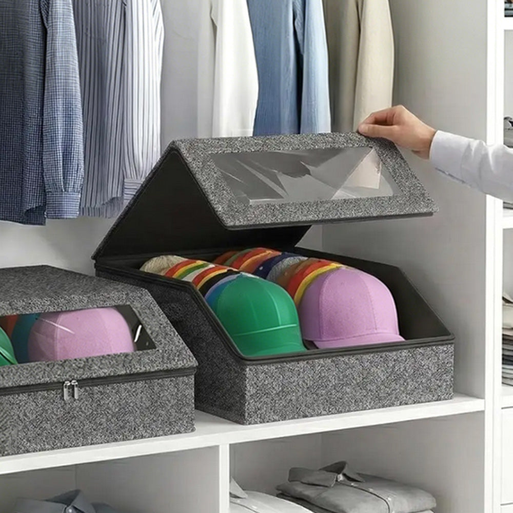 Large Capacity Hat Organizer Box Holds 30 Hats for Baseball Cap -Black