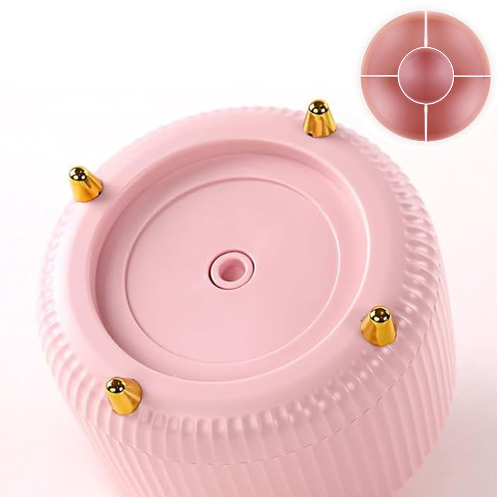 360 Degree Rotating Desk Organizer with 4 Slots For Pencil and Pen Holder-Pink