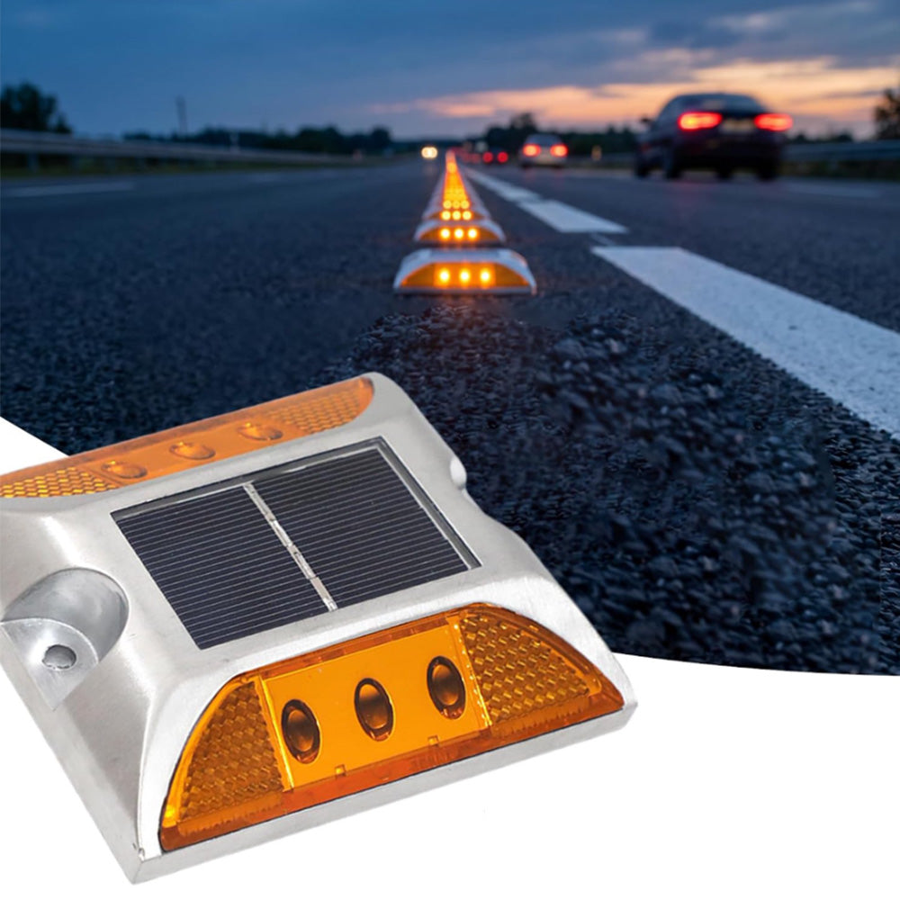 2 Piece Solar Deck Lights for Roadway Driveway - Yellow