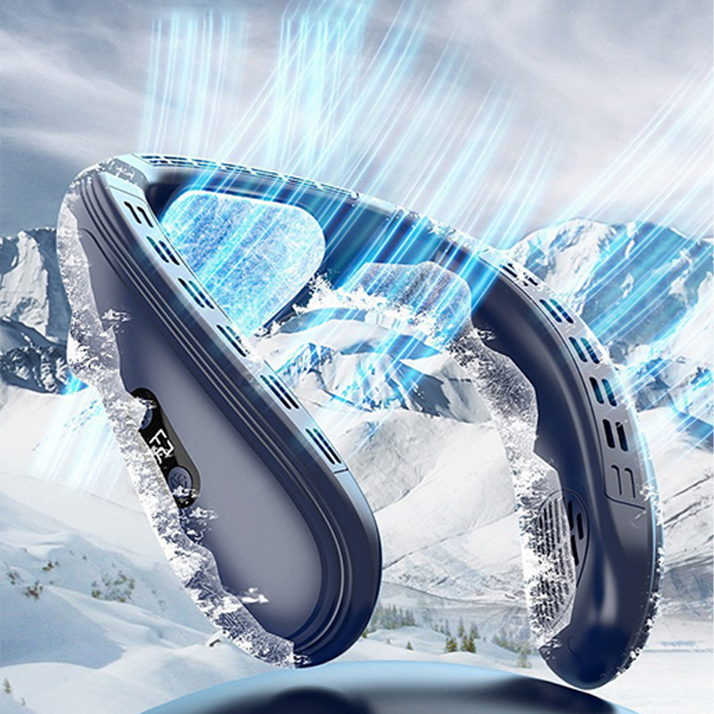 Wearable Neck Fan with Semiconductor Cooling - Blue