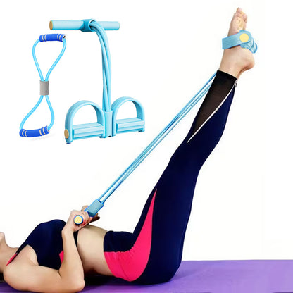 6 Tube Pedal Ankle Puller Fitness Exercise Rope with 8 Shape Resistance Band-Blue