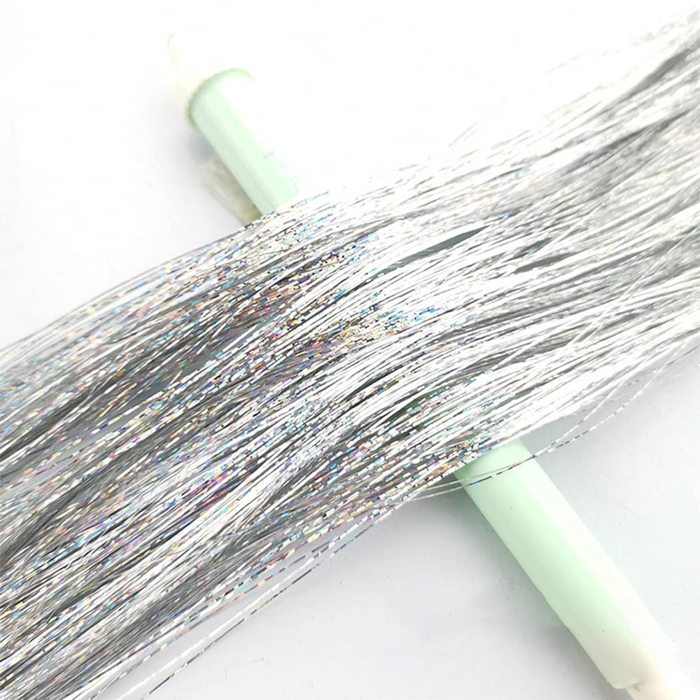 12-Piece Hair Tinsel Clip Kit Sparkly Fairy Hair Extensions for Glamorous Styling Silver