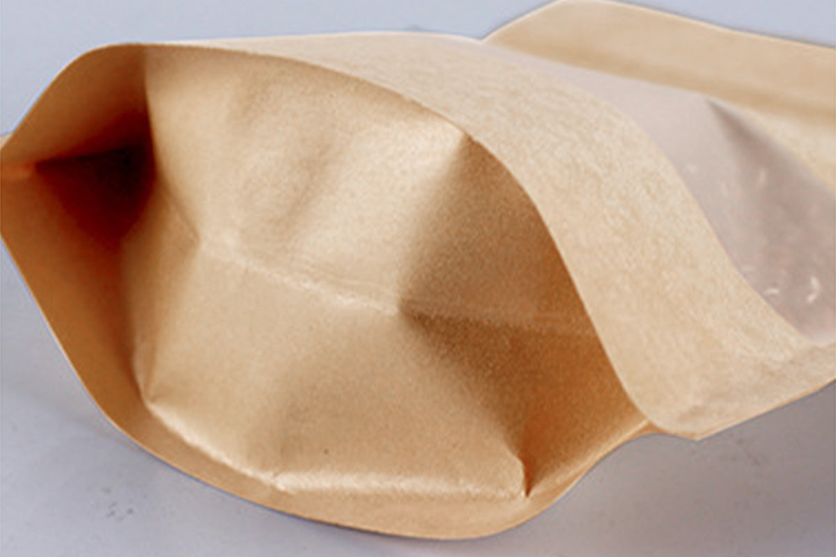 Kraft Stand Up Zip Lock Pouch Bags Resealable with Transparent Window-10pcs