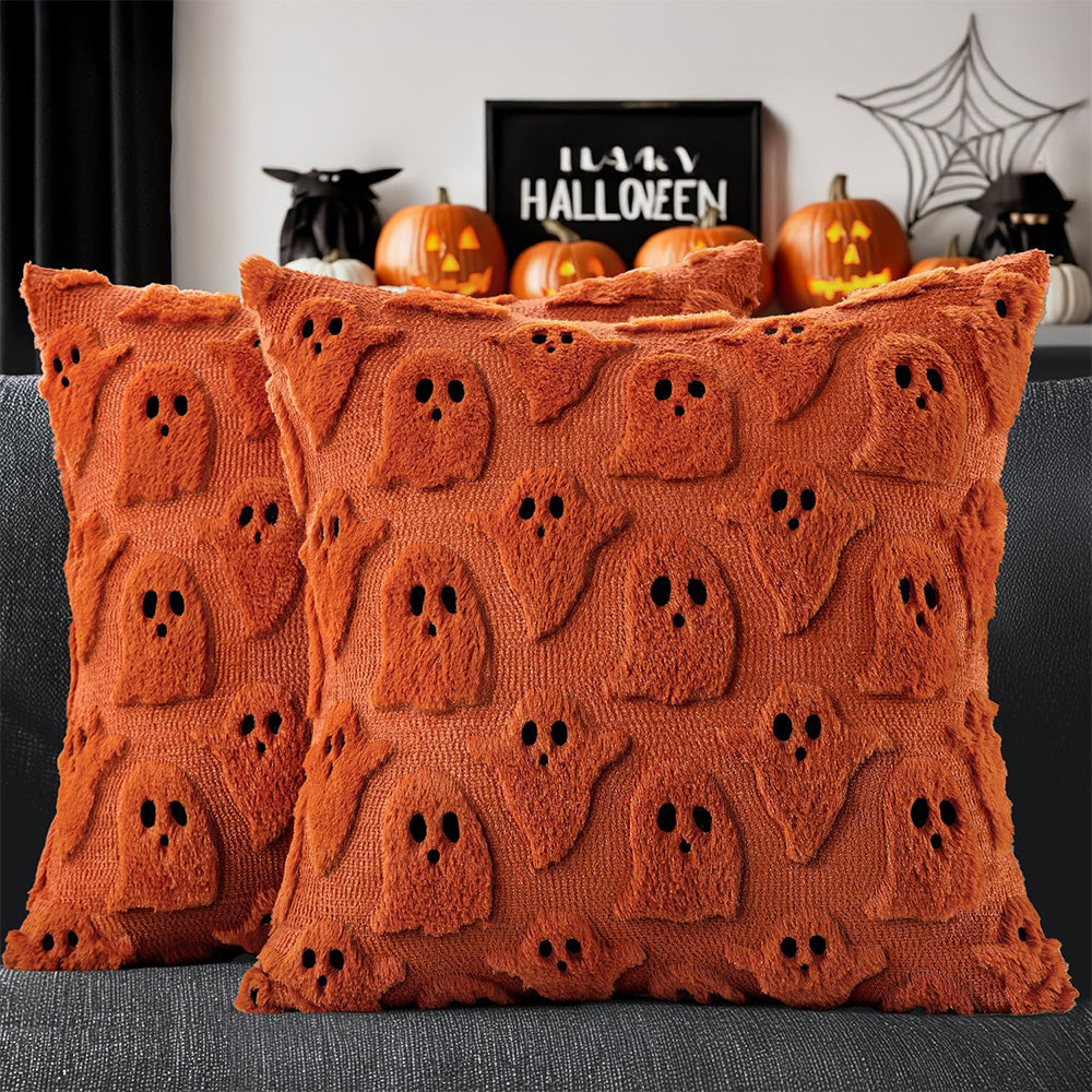 Cute Halloween Ghost Pillow Cover for Living Room - Orange