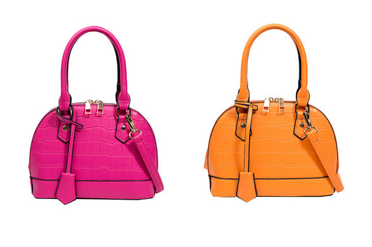 2Pcs Crossbody Bags For Women Vegan PU Leather Purses Handbag-Orange And Rose