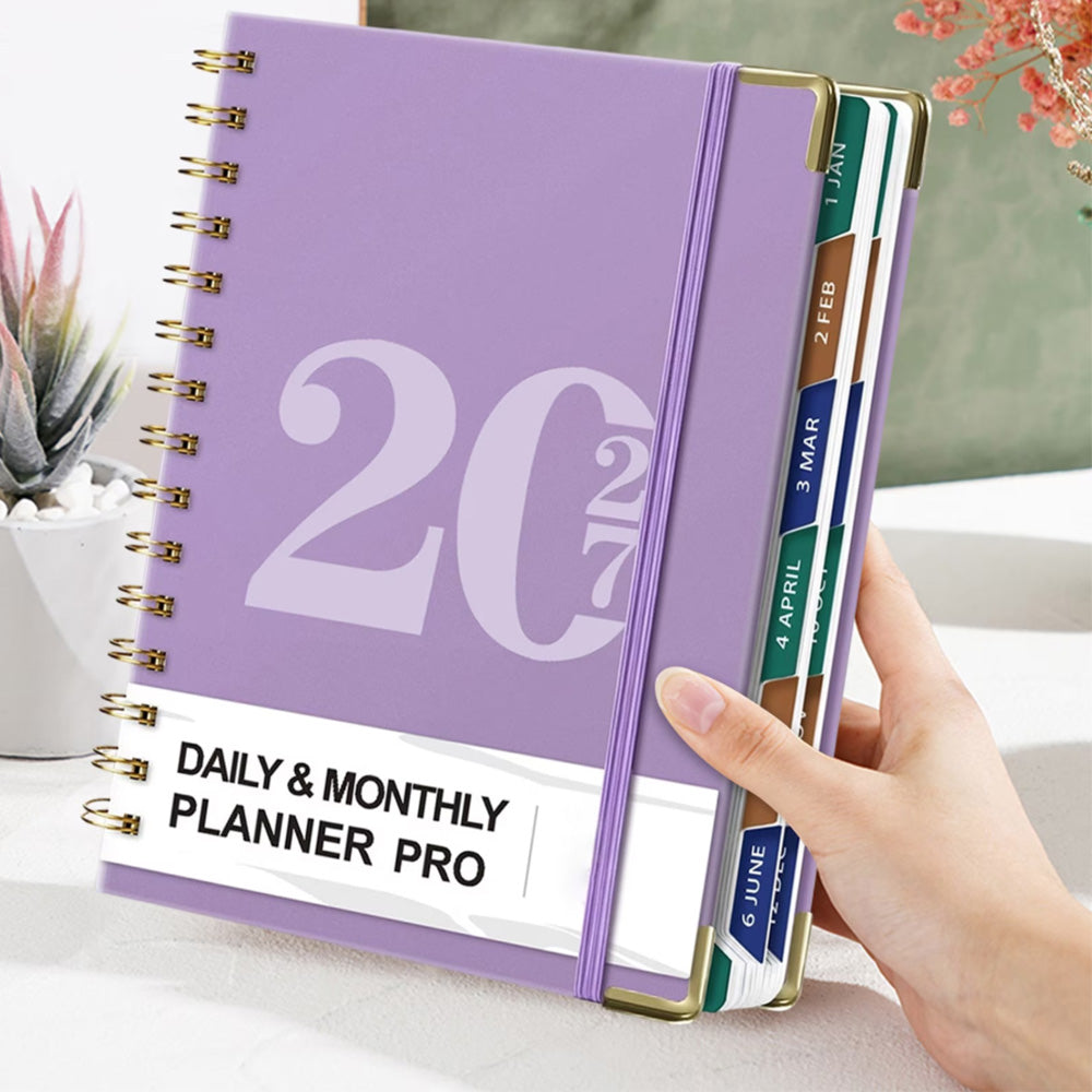 2027 A5 Hardcover Weekly Planner Calendar Notebook January to December - Purple
