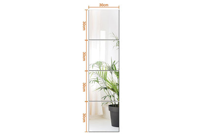 4Pcs Square Self Adhesive Thick Glass Mirror Tiles Wall Stickers