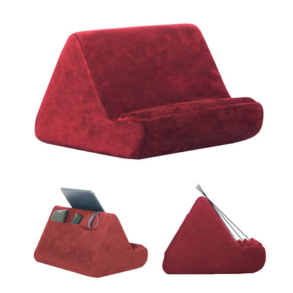 Multi-Angle Tablet Holder Compatible with iPads Lazy Holder Stand for Bed and Desk with 2 Pockets Wine Red