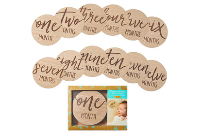 12Pcs 10CM Wooden Milestone Cards For Kids Announcement And Milestone