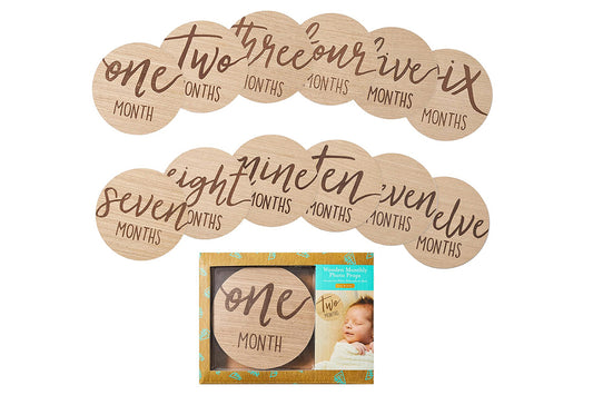 12Pcs 10CM Wooden Milestone Cards For Kids Announcement And Milestone
