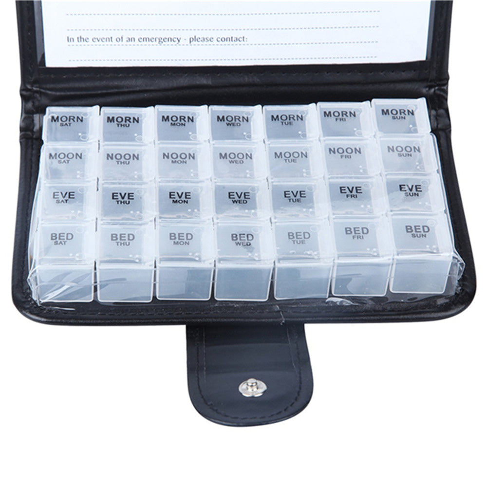 Weekly Pill Organizer Individual Medicine Containers for Vitamins Supplements-Black