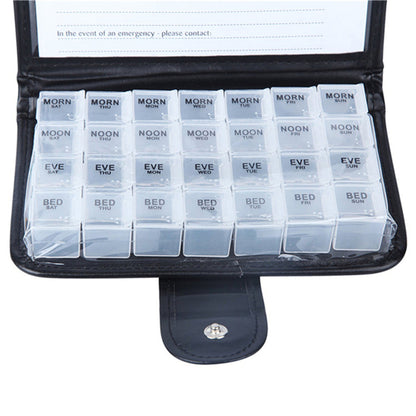Weekly Pill Organizer Individual Medicine Containers for Vitamins Supplements-Black
