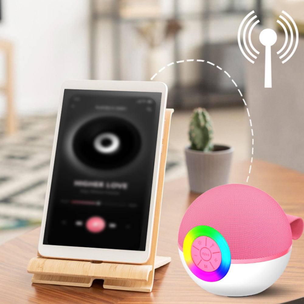 Portable Karaoke Microphone Machine Mini Bluetooth Speaker with 2 Wireless Mics Pink