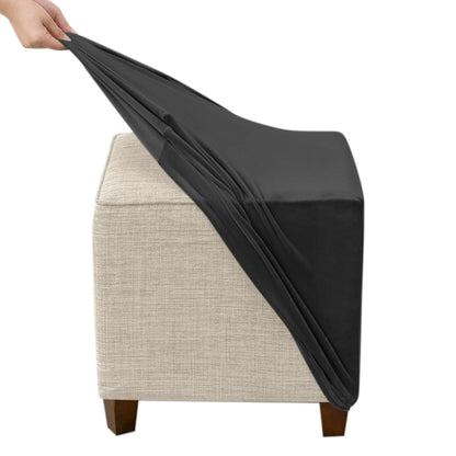 Square Ottoman Cover Stretch Slipcover Footstool Cover Black M