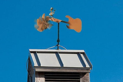 Handmade Drummer Windmill Metal Rock Band Windmill for Yard Lawn Garden Patio Decor -Guitar-Shaped Windmill