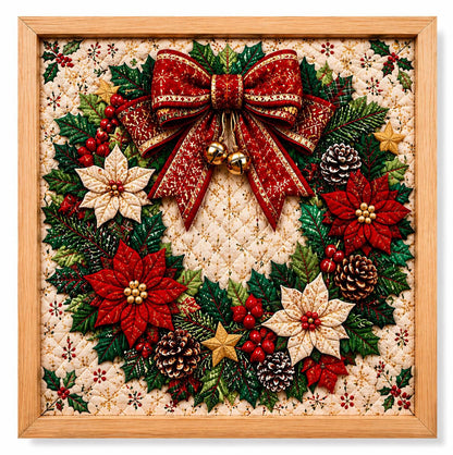 Fabric Poke Art Kit for Adults 3D Christmas Santa Claus DIY Craft - Wreath