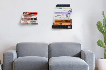 4Pcs Wall Mounted Invisible Floating Bookshelf Book Display Black