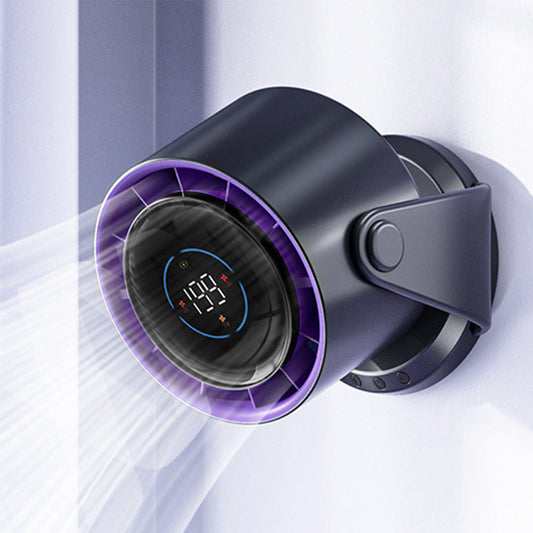 Quiet Table Fans Wall-Mounted Digital Display Rechargeable Fan for Home Office Kitchen Travel Camping Purple