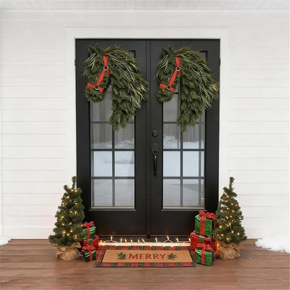 Artificial Horse Head Shaped Christmas Wreath for  Wall Decor - Style2