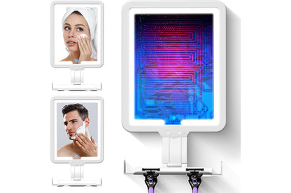Lighted Shower Mirror Fogless for Shaving 3 Color Modes Dimming Shower Mirror-White