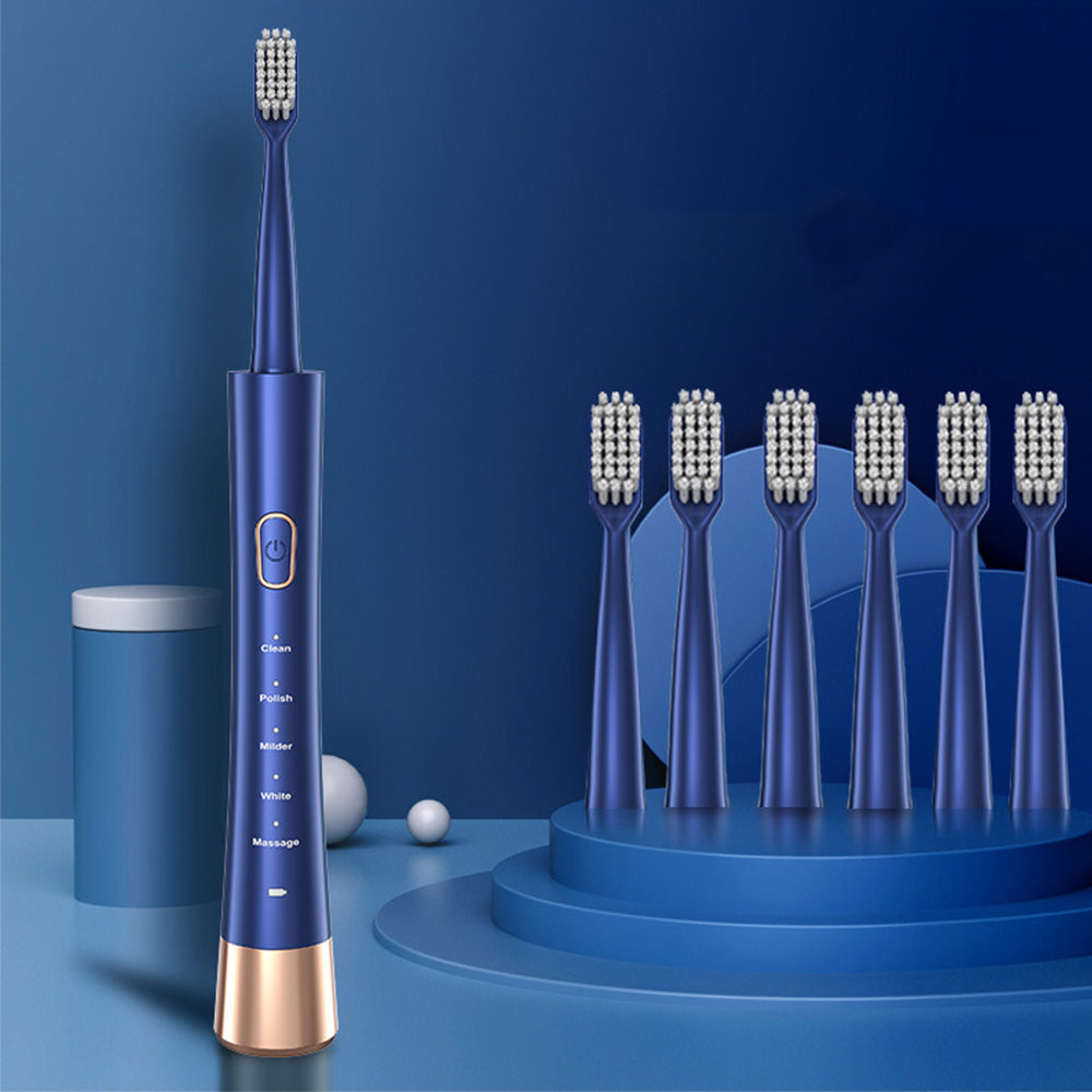 Electric Toothbrush for Adults ¨C Sonic Toothbrush with 6 Brush Heads and Smart Timer Blue