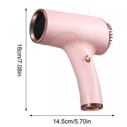Portable Cordless Cool Wind Hair Dryer USB  Rechargeable Hairdressing Tool Pink