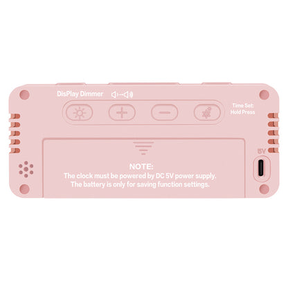 Small Digital Alarm Clock with 6 Dimmers and 5 Alarm Volumes for Bedrooms-Pink