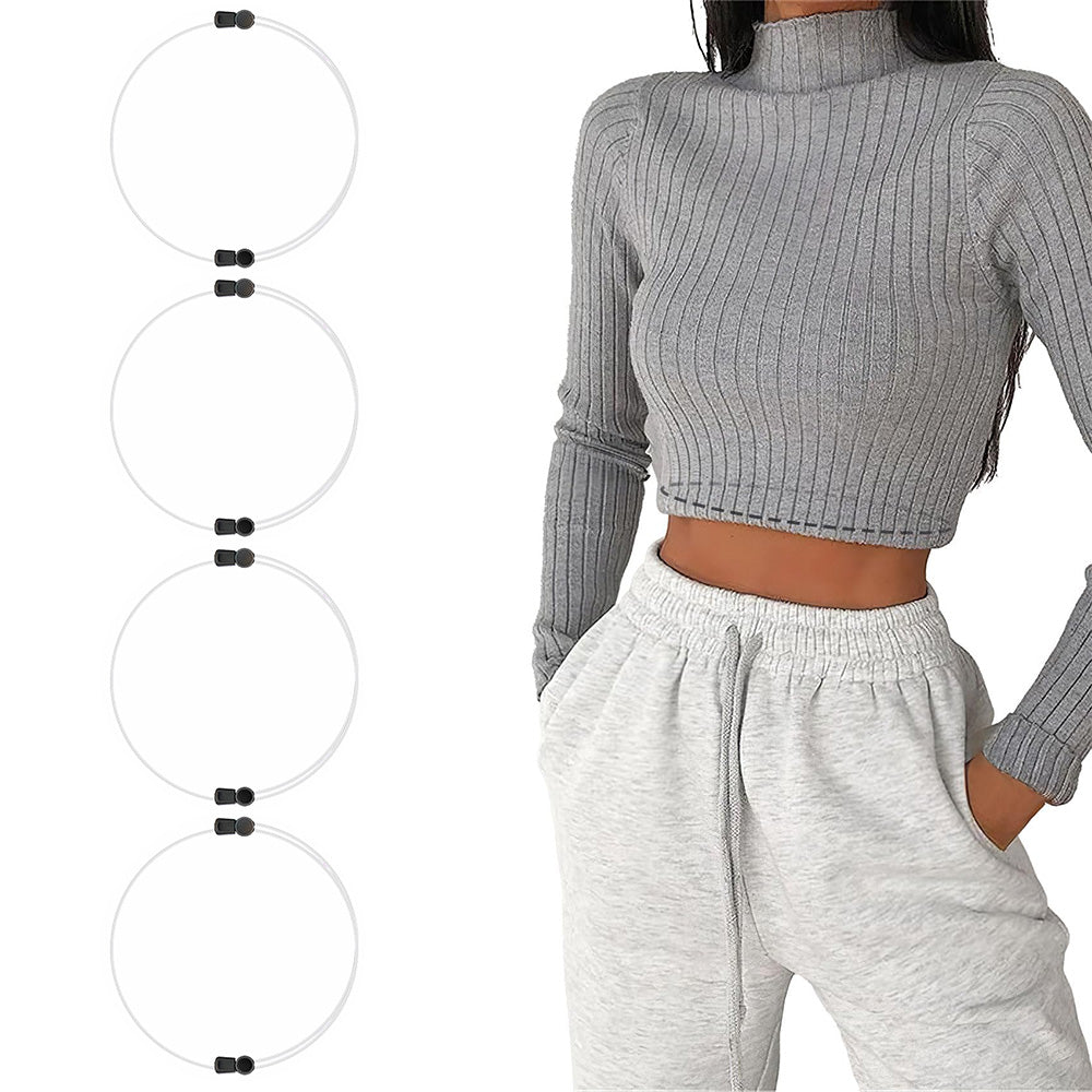 4Pcs Shirt Tuck Band Women Elastic Belts Tucking  Sweater Cropping Belt-White
