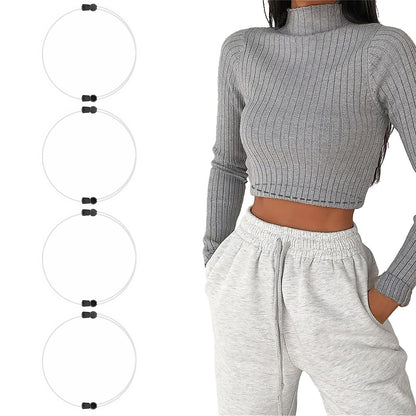 4Pcs Shirt Tuck Band Women Elastic Belts Tucking  Sweater Cropping Belt-White
