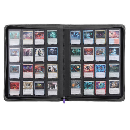 16 Pocket Card Binder 1024 Capacity PVC Free Hard Shell Waterproof Zipper-Purple